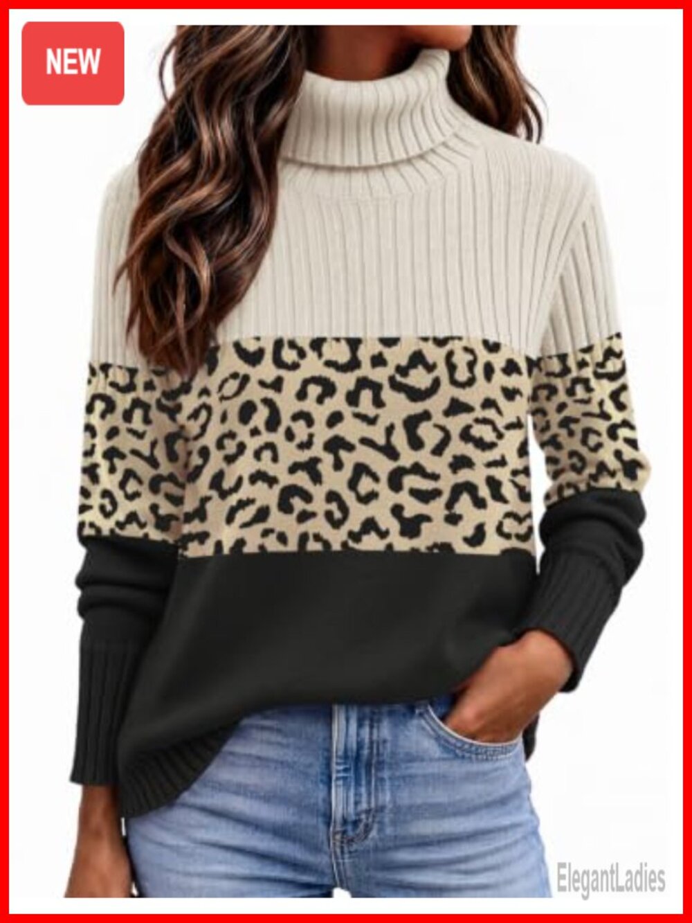 Womens Turtleneck Sweater Ribbed Knit Pullover Long Sleeve Casual
